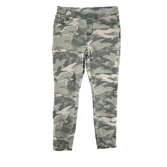 Sound Style Denim - Sound Style Camo Ankle Pants Medium Green Platinum Stretch Pull On Slimming